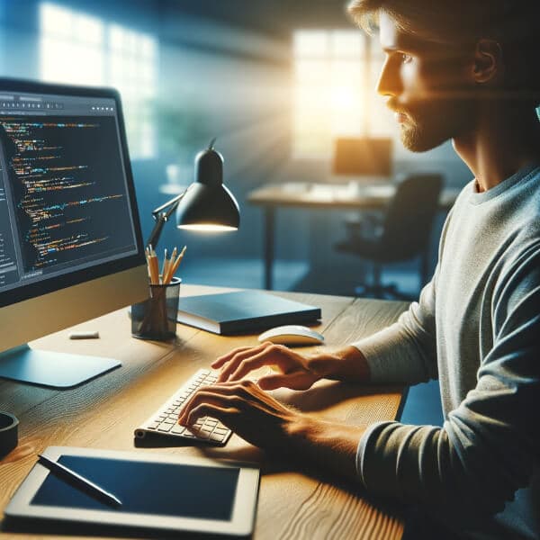 Développeur au travail chez Synertech Web