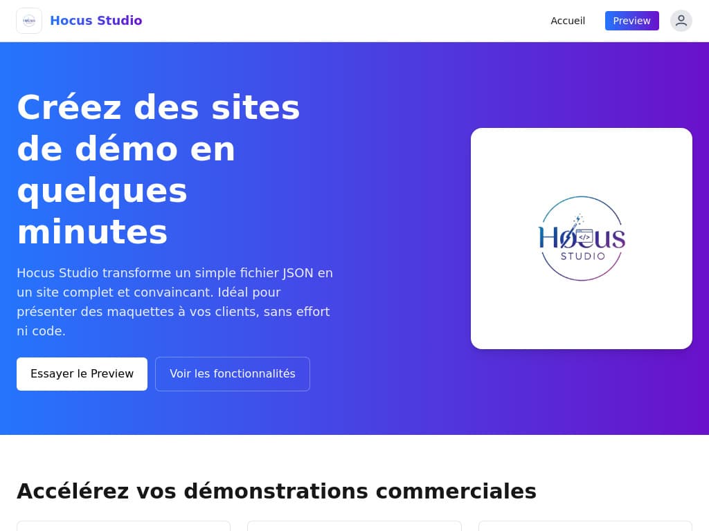 Hocus Studio - Créateur de Sites Démo